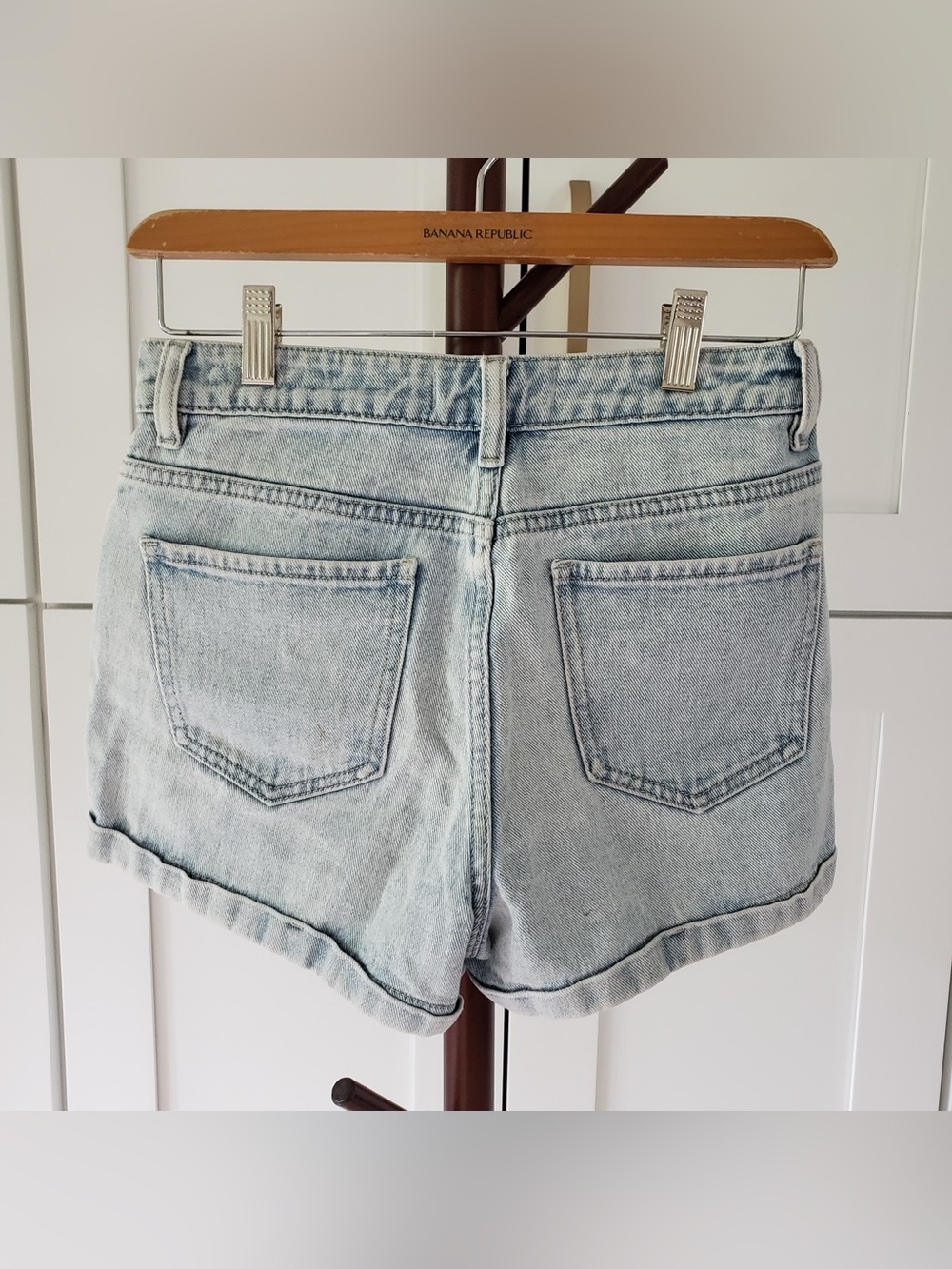 PacSun Light Blue High-Rise Button-Fly Denim Shorts - Picture 3 of 5
